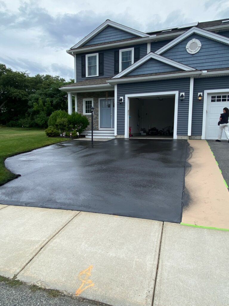 Driveway Crack Filling & Sealcoating in Woburn, Massachusetts - During