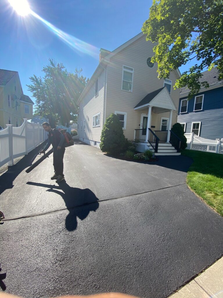 Two Home Driveways Sealcoated in Medford, Massachusetts